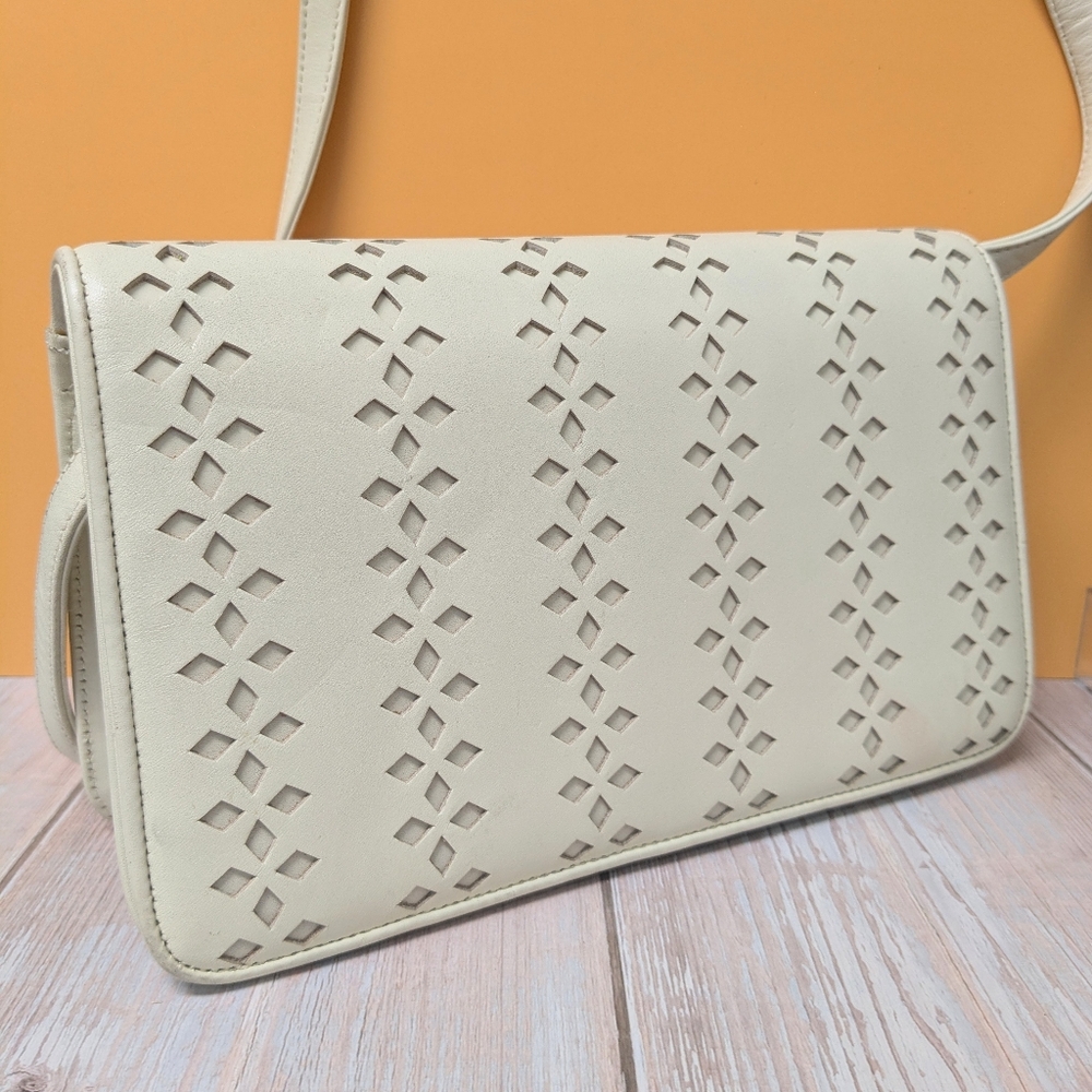Vintage Dillard's Leather Crossbody Bag Spring Purse Perforated